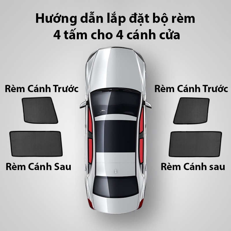 Rèm Che Nắng Ô Tô - Rèm Chắn Nắng Nam Châm Cho Xe Ô tô, Bộ 4 Tấm - Đủ Các Dòng Xe