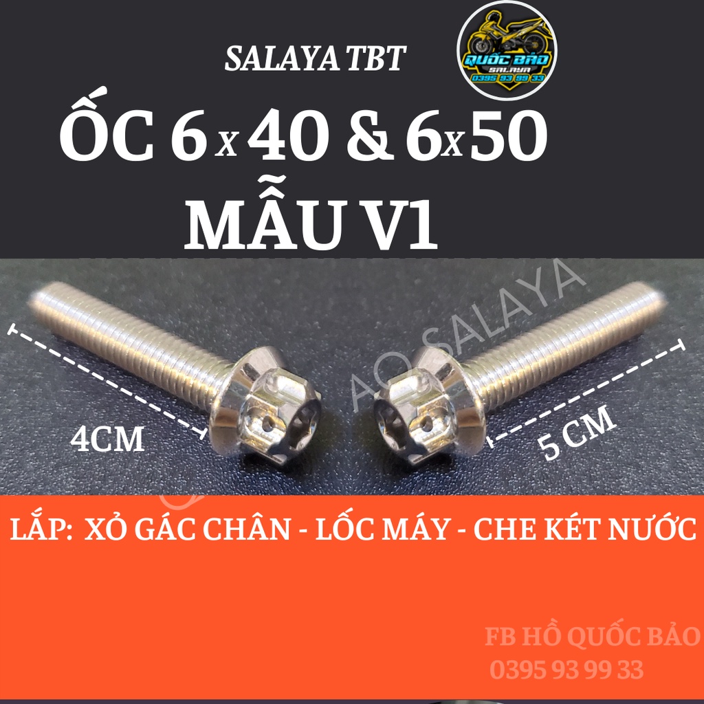 Ốc TBT 6x40 v1 v2 inox 304 lắp lốc máy che nước các dòng xe