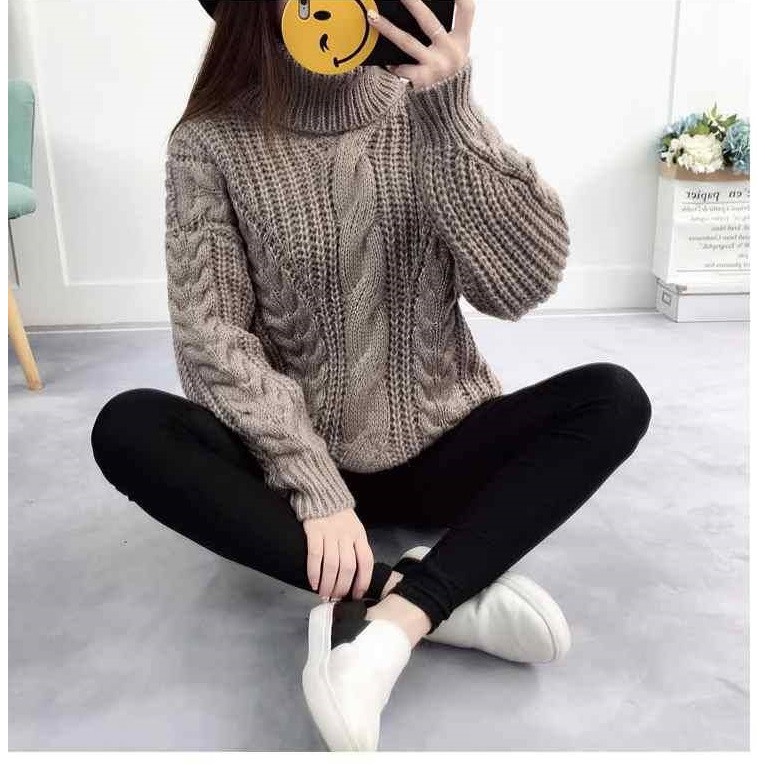 [Mã SKAMLTSM9 giảm 10% đơn 99K] áo len cao cổ dày len thừng cổ lọ dáng rộng tay dài kiểu hàn quốc | BigBuy360 - bigbuy360.vn