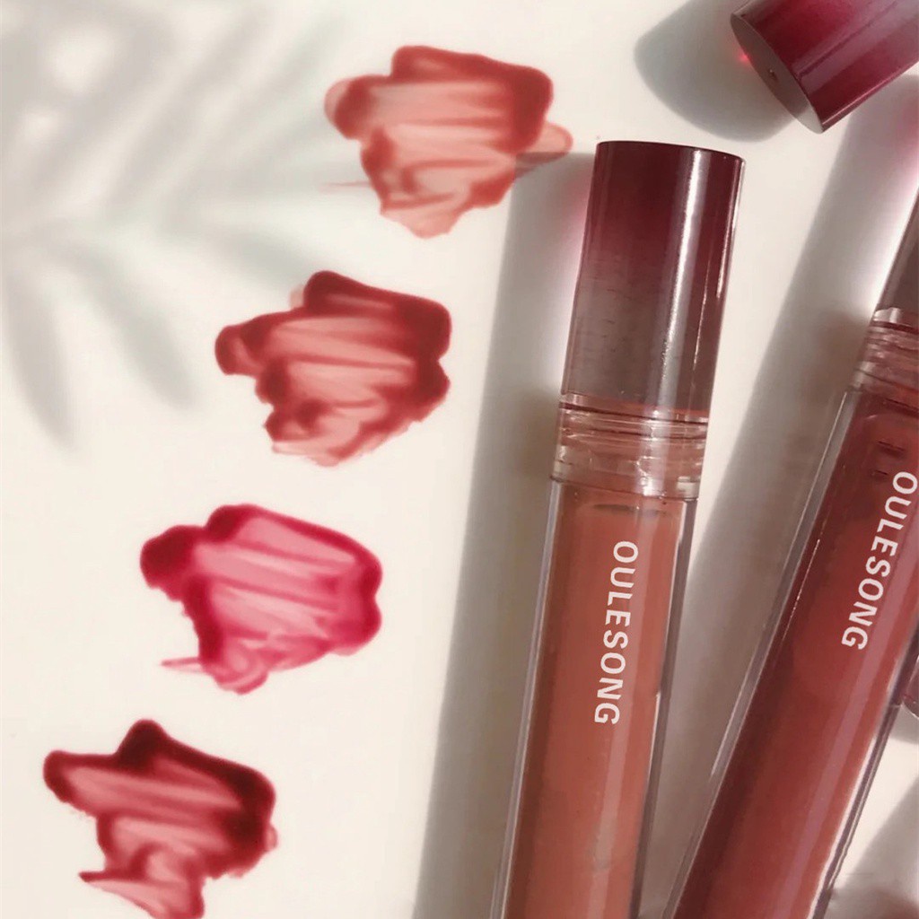 [Hàng mới về] Son môi bóng mềm mượt màu nude nhạt chống thấm nước nội địa Trung OULESONG