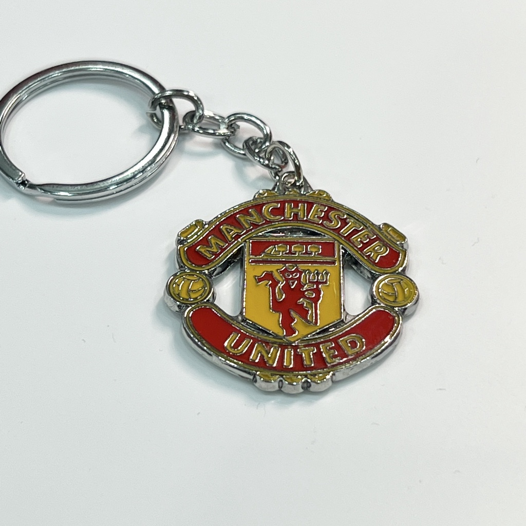 Móc khóa bóng đá 2 mặt kim loại Manchester United, Chelsea, Liverpool, Arsenal, Real, Barca,...