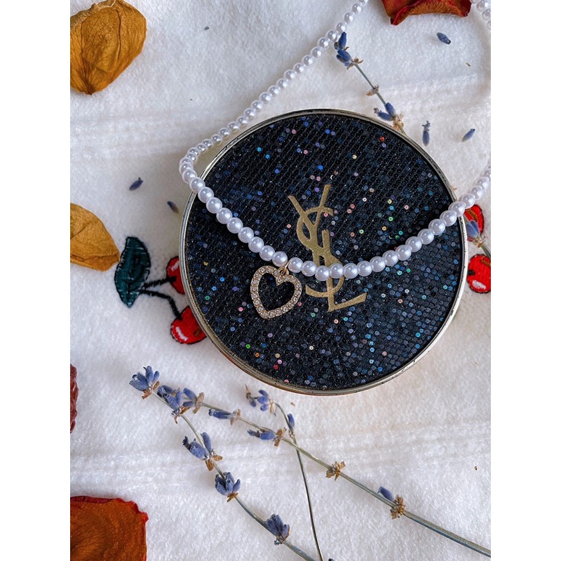 Dây chuyền ngọc trai mặt nhân tạo trái tim