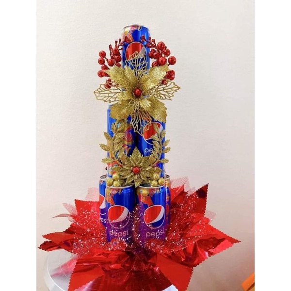 combo set phụ kiện trang trí tháp bánh, bia, nước ngọt ngày Tết ( gồm đế, phụ kiện tùy chọn,1 keo nến)