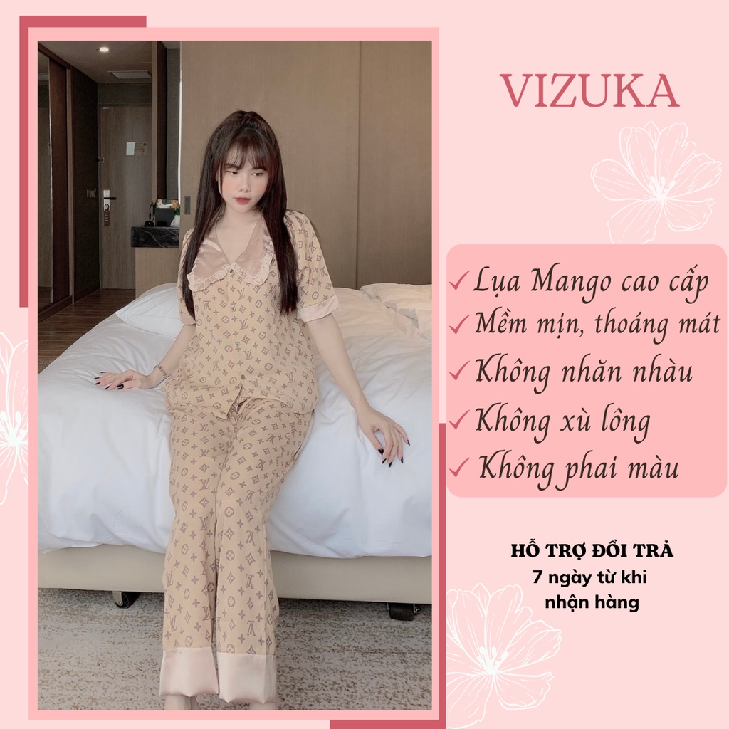 Đồ bộ nữ pijama lụa tay ngắn dễ thương mặc nhà VIZUKA