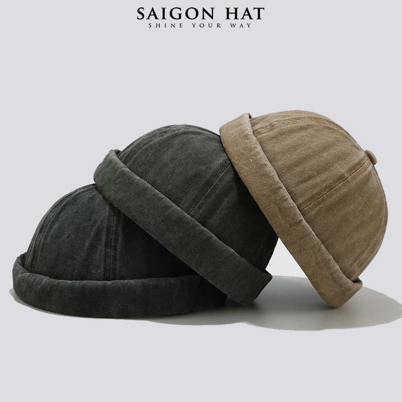Mũ nón tròn miki hat nam nữ không vành jean wash form đẹp beanie phong cách vitage retro SAIGON HAT
