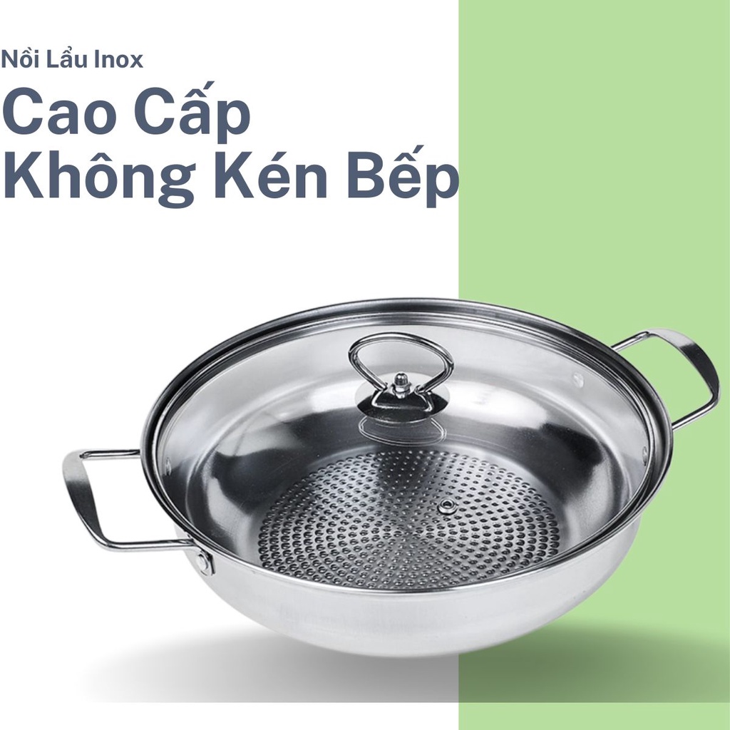 Nồi Lẩu Inox Cao Cấp Không Gỉ Chống Sát Dính Mặt Nồi Thiết Kế Vảy Cá Nắp Nồi Bằng Kính Sang Trọng Angola_shop