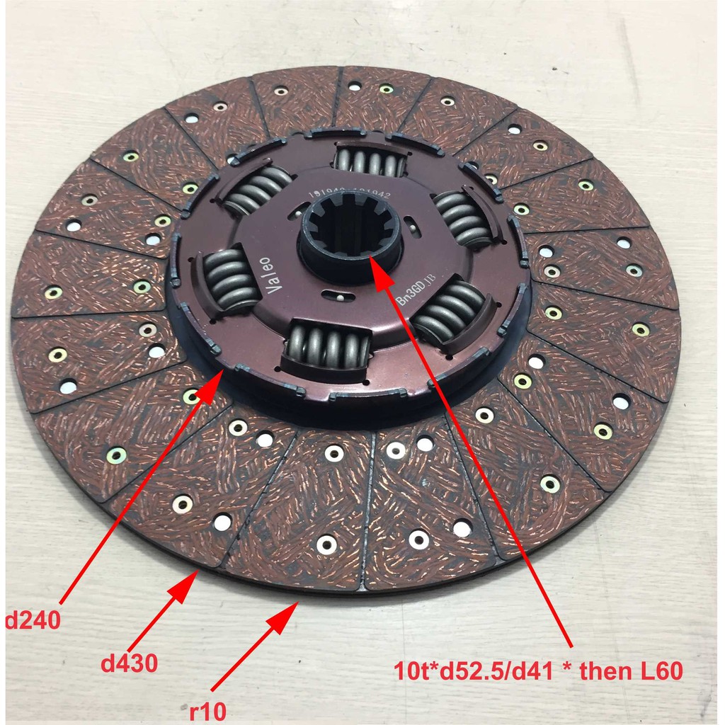 Lá côn (đĩa ly hợp) xe Howo A7, Đk ngoài: F430, đk trong: F230; 10 then, óc: 52,5, 2 tròng chống giật. Hàng Sinotruk