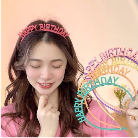 1 Cài Tóc Nhựa Màu Kẹo In Chữ Happy Birthday Dễ Thương
