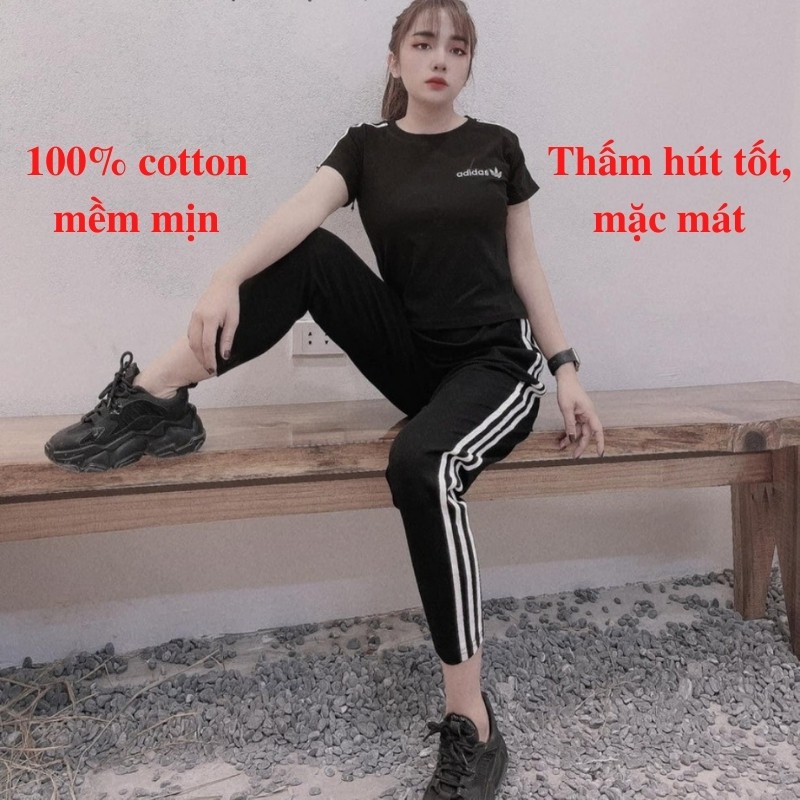 Bộ thể thao nữ cộc tay BTT01, quần áo thể thao nữ mùa hè cotton dáng ôm thời trang mặc mát ở nhà hay đi chơi đều đẹp