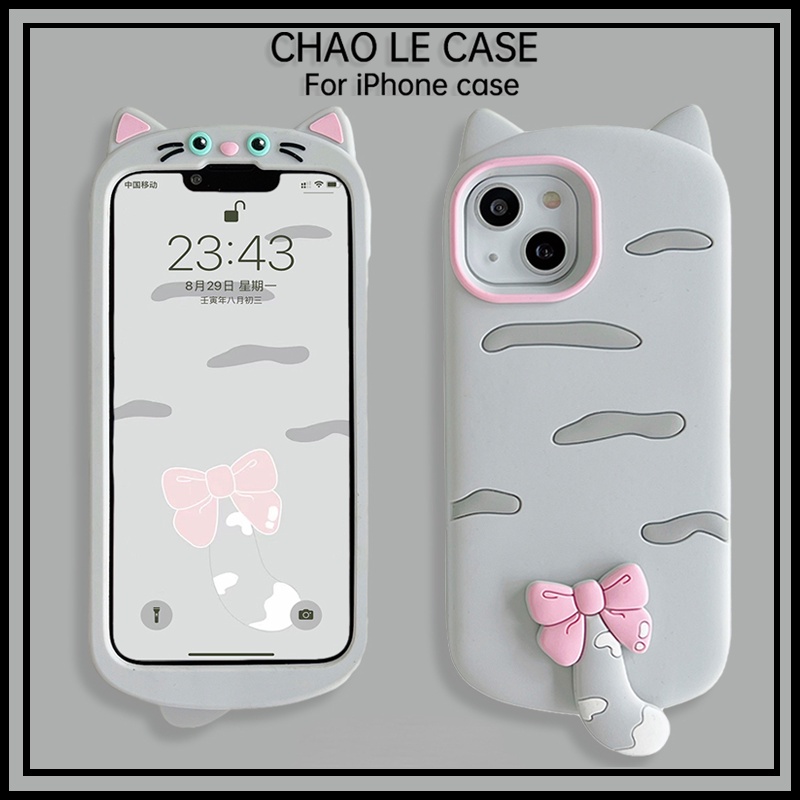 Vỏ chống sốc màu xám cho iPhone 14 Pro 13 Pro Max Silicone mềm iPhone 12 Pro 11 Pro Max Ốp lưng in hình mèo dễ thương
