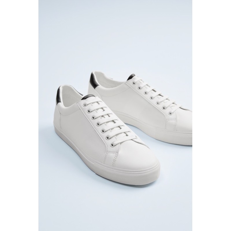 Giày thể thao trắng Zara authentic CONTRASTING PLIMSOLLS