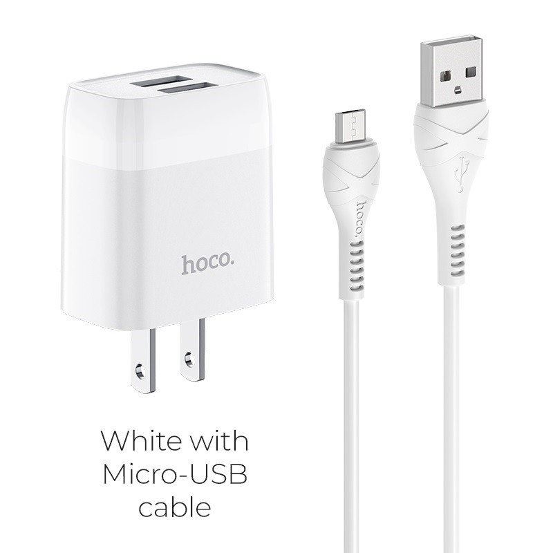 [Bh 12Th]Bộ Củ Sạc Nhanh Chính Hãng Siêu Bền Mẫu Mới Hoco C73 3A Cốc 2 Cổng USB Type C Micro 15W - Hoco Store