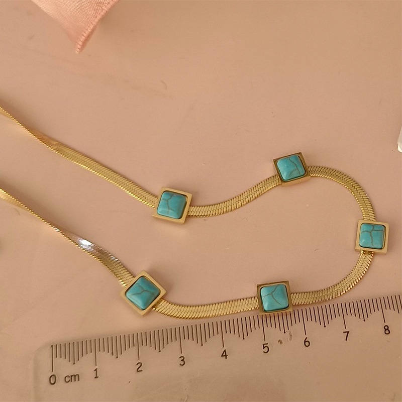 Dây Chuyền Thép Titan Mặt Vuông Phong Cách Bohemian Thời Trang Cho Nữ