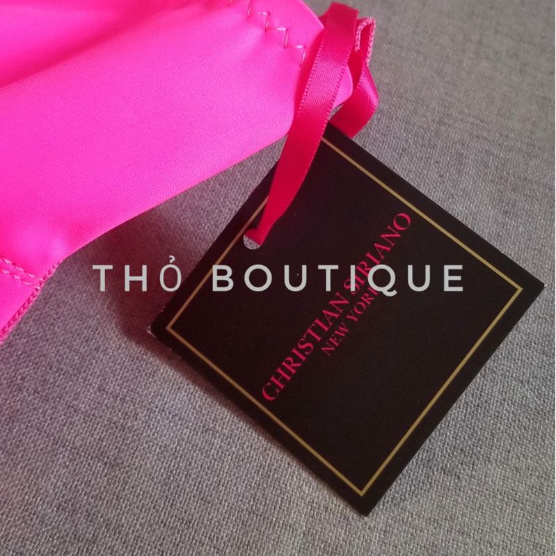 Giày bốt cao gót CRISTIAN SIRIANO vải thun co dãn mũi nhọn hở hồng sen mi nơ 11cm size 36-37