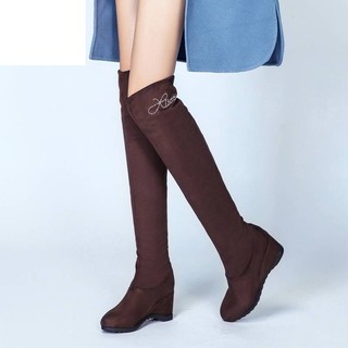Giày Boots Cổ Cao Chất Liệu Co Giãn Thời Trang Xuân Thu