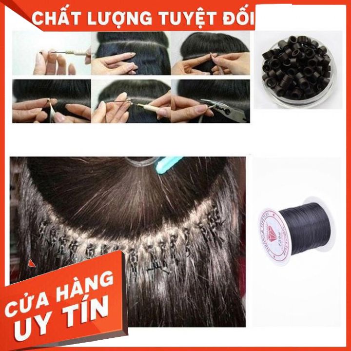 Chỉ nối tóc chuyên dùng  cho Salon -loại chỉ dai đàn hồi tốt -giúp cho thợ nối tóc dễ dàng có maud đen và màu nâucos