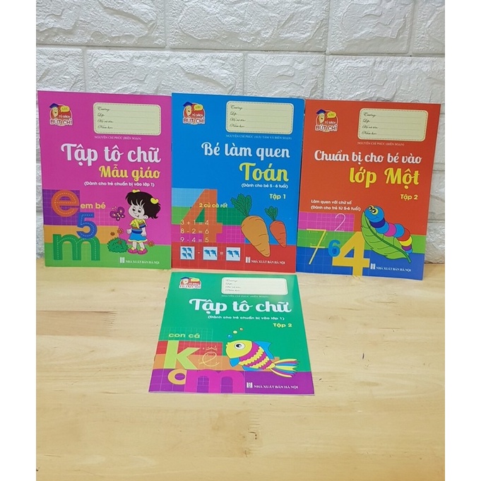 Set 10 quyển tập tô nét cơ bản và chữ số cho bé vào lớp 1/ Tặng kèm 2 viết chì, tẩy, gọt ch