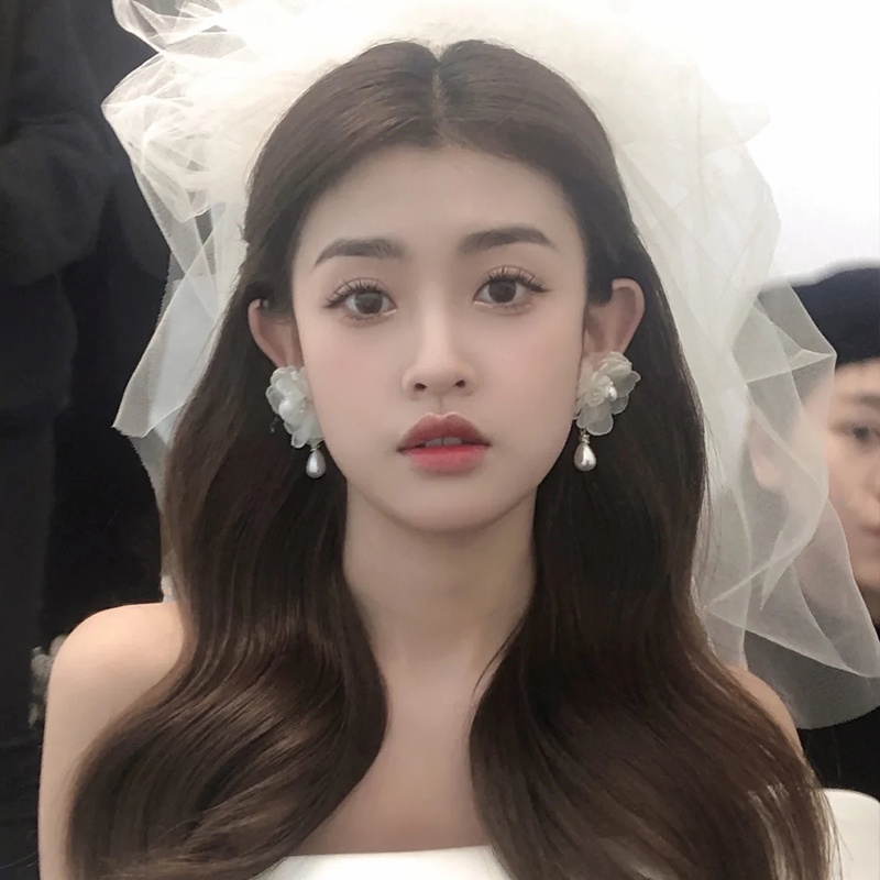 Bông Tai Bạc 925 Hình Hoa Đính Đá Ngọc Trai Phong Cách Hàn Quốc Ngọt Ngào Thời Trang