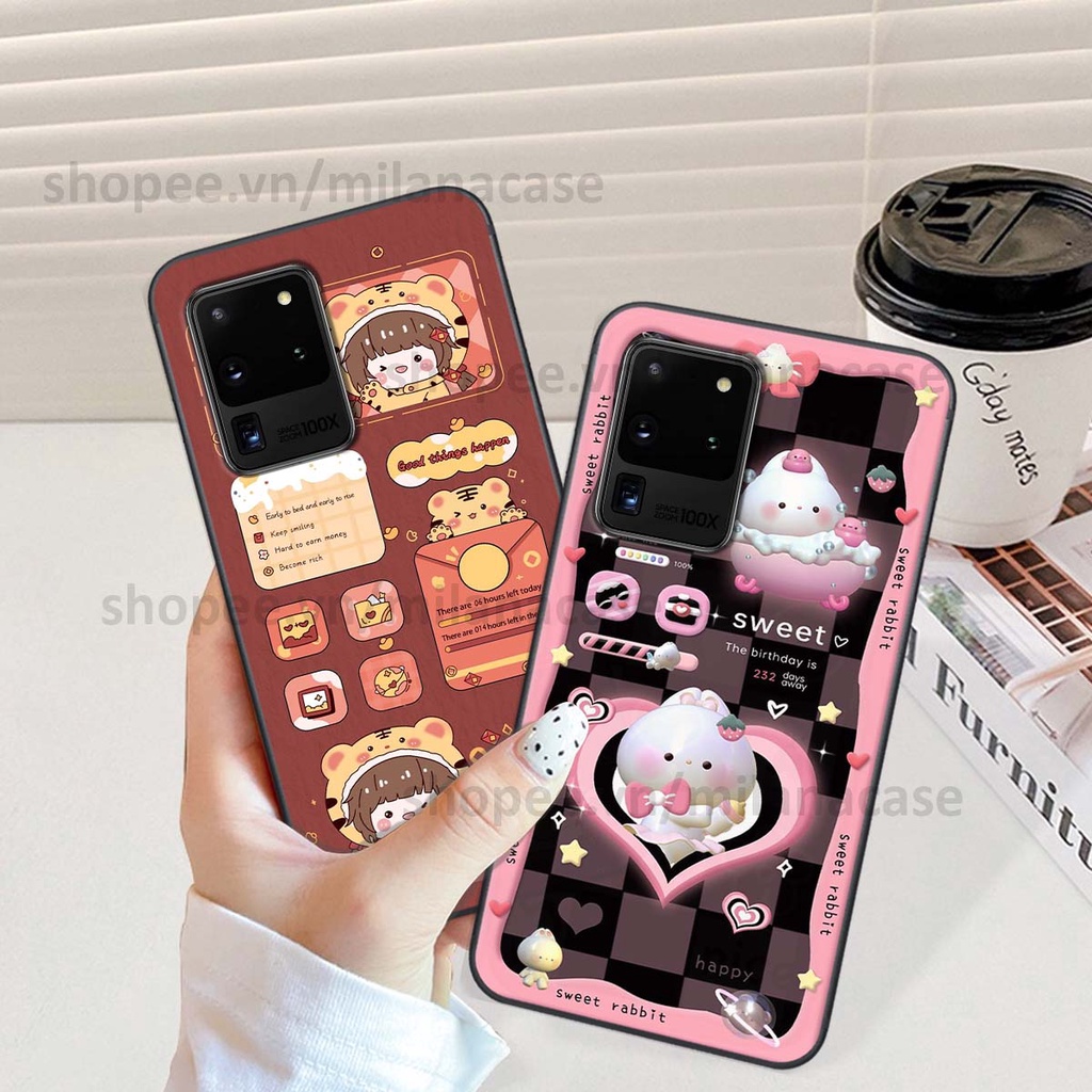 Ốp Samsung S20 Ultra hình đồng hồ icon gấu mèo cute cực dễ thương ngộ nghĩnh
