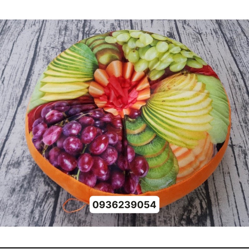 Gối tựa Trái cây 3D, gối tựa hoa quả ruột bông trắng