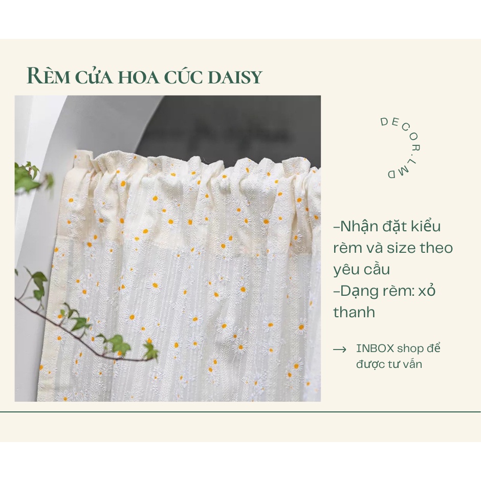 Rèm hoạ tiết Hoa cúc Daisy thơ mộng, rèm trang trí phòng hoa cúc daisy (đặt theo yêu cầu liên hệ CSKH)