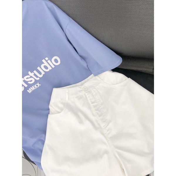 SET ÁO TÍM CHỮ IN TRẮNG + QUẦN SHORT TRẮNG