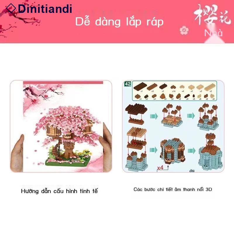 💥Sẵn sàng giao hàng🌈Tương thích với Lego Cherry Blossom Tree House Boys and Girls Câu đố Lắp ráp Khối xây dựng Đồ chơi