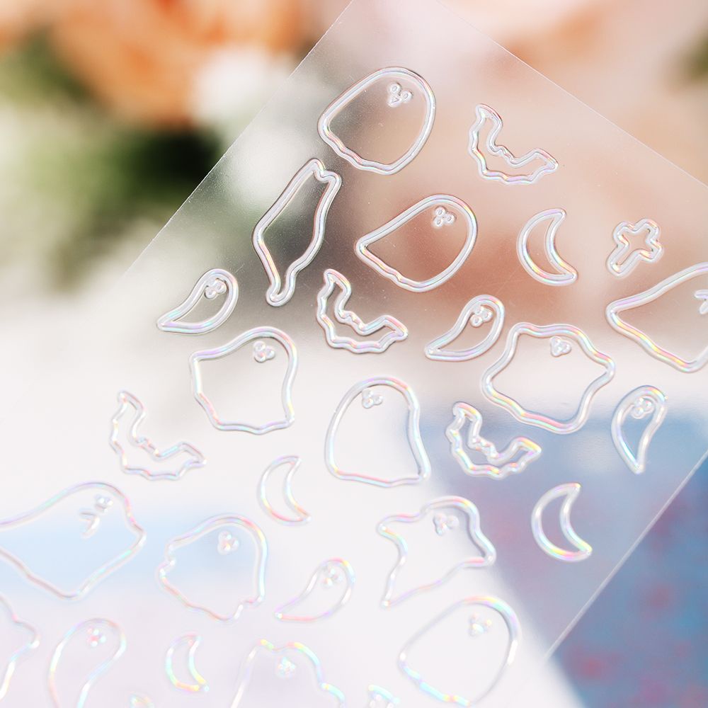 Miếng Dán Trang Trí Móng Tay Màu Trong Suốt Hình Hoạt Hình Dễ Thương DIY