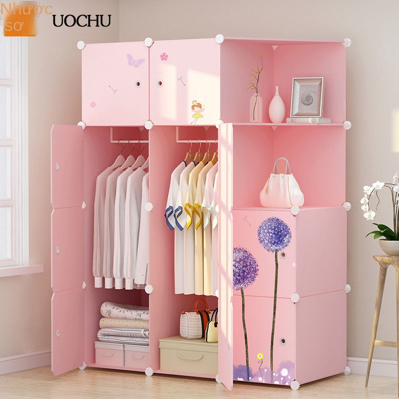 Tủ quần áo đơn giản tủ vải tủ nhựa lắp ghép treo nhà tập thể cho thuê đơn tủ nhỏ đơn giản kiểu kinh tế hiện đại