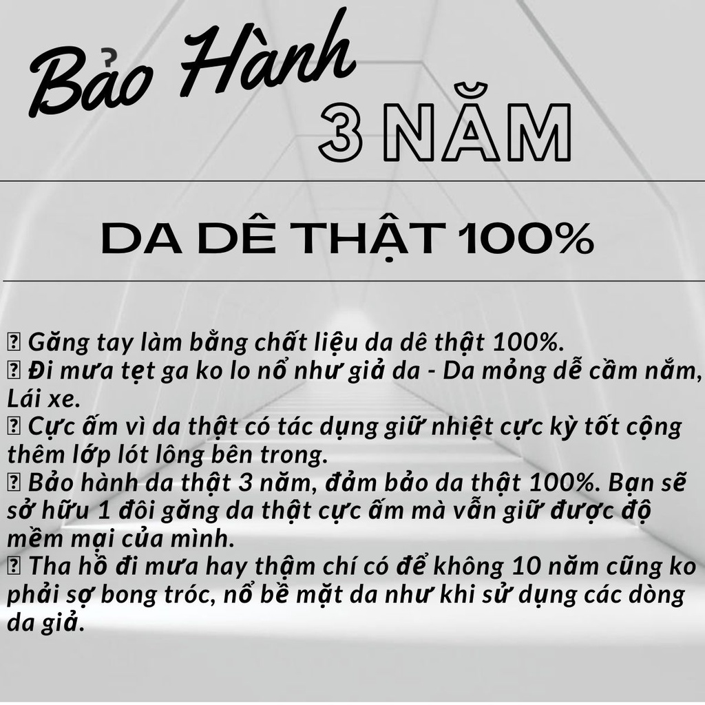 Găng Tay Da Dê Cài 2 Khuy Nam Màu Đen Đi Mưa Thoải Mái, Không Bong Nổ, Dễ Lái Xe - Bảo Hành Da Thật 3 Năm