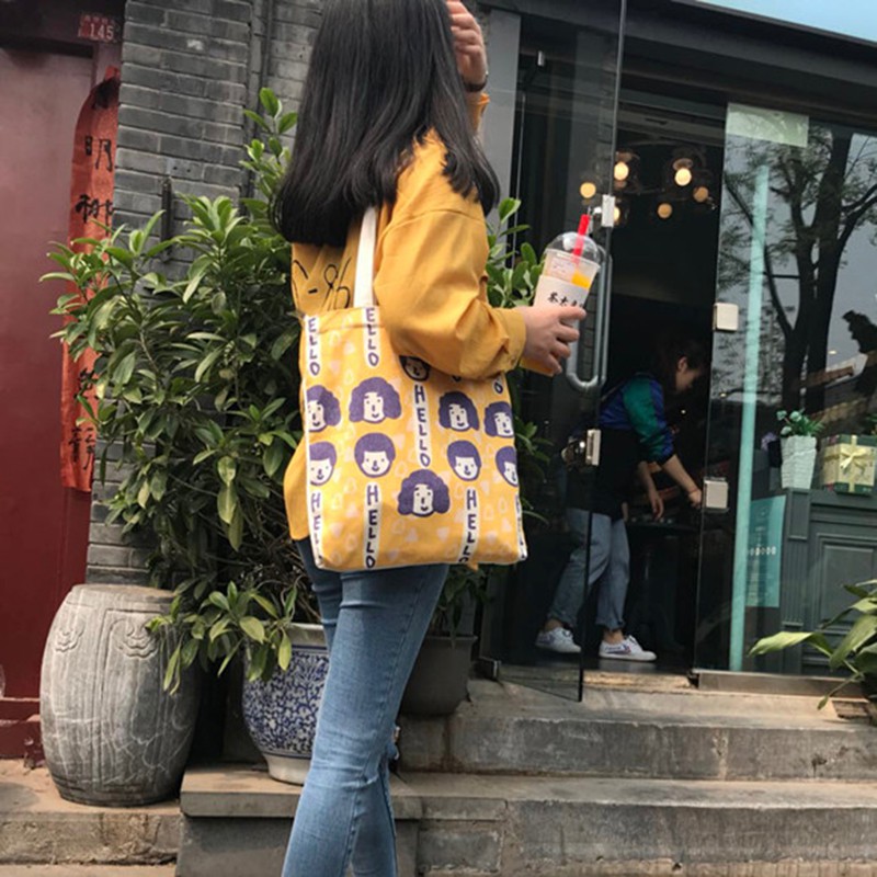 Túi Canvas Đeo Vai Kiểu Dáng Đơn Giản Xinh Xắn