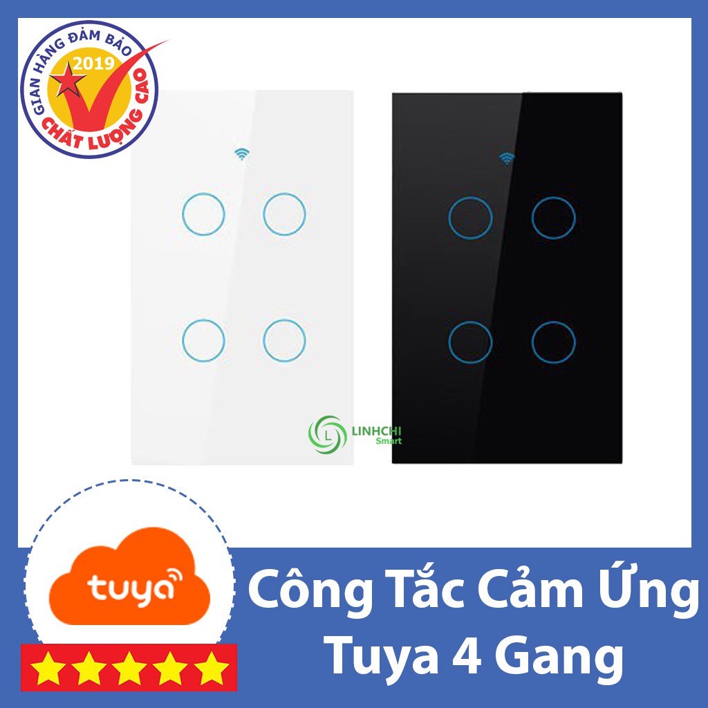 Công Tắc Wifi Cảm Ứng TUYA 4 Nút Ấn (wifi +RF433)