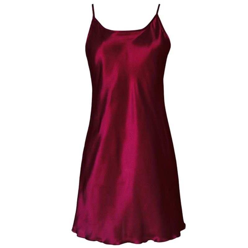 Đầm Ngủ Satin Viền Lá Sen Mini Quyến Rũ Cho Nữ
