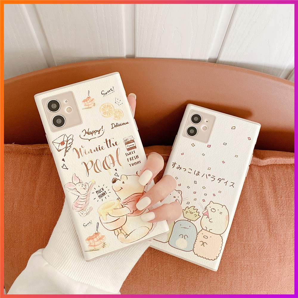 Hoạt Hình Ốp Điện Thoại Da Hình Gấu Đáng Yêu Cho Iphone 12mini 11pro Max