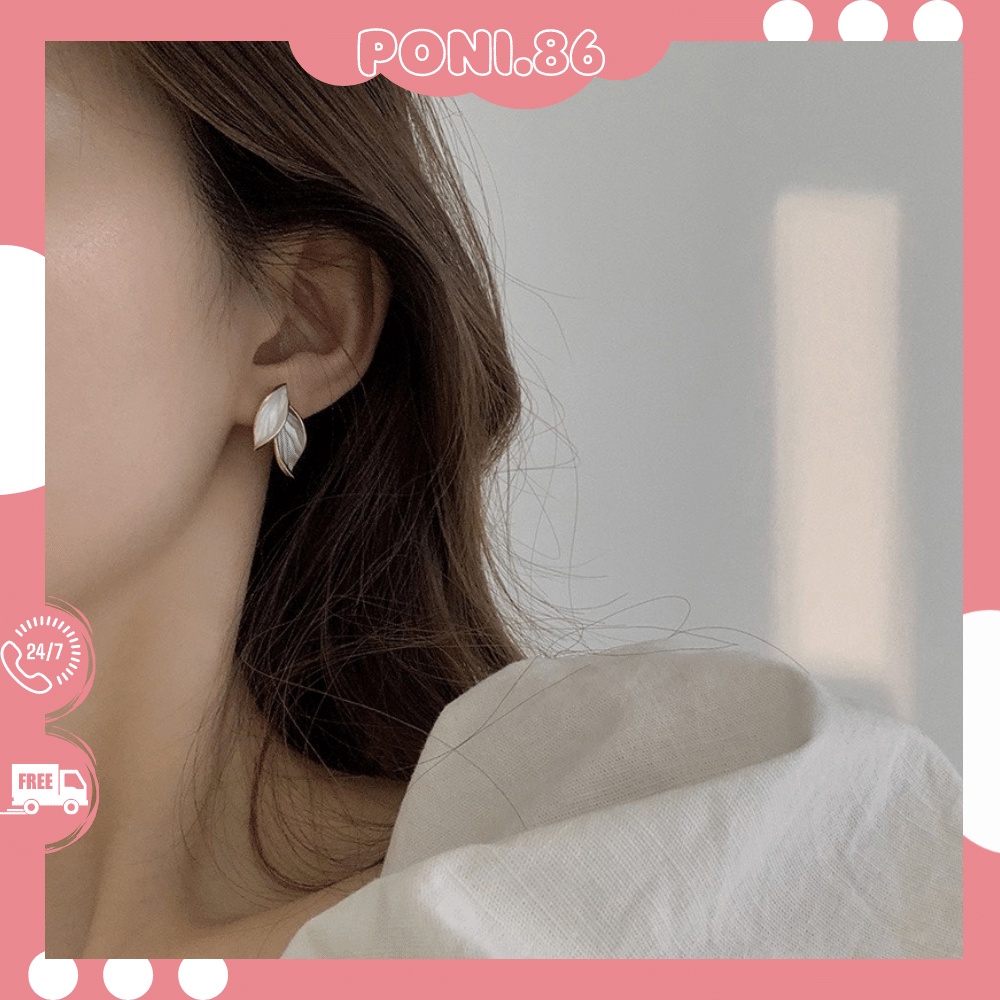 Bông Tai hoa tai Lá Trắng xanh dương phong cách Hàn Quốc nhẹ nhàng