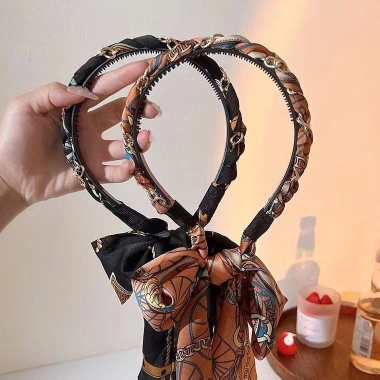 Băng Đô Cài Tóc Nữ Tết Dây Lụa Tạo Nhiều Kiểu Hoạ Tiết Dễ Thương