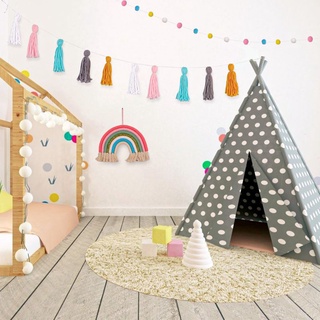 Bộ 3 dây tua rua màu cầu vồng trang trí nhà cửa phong cách boho