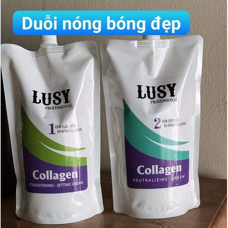 Thuốc duỗi, uốn nóng Collagen Lusy bóng mềm 1000ml