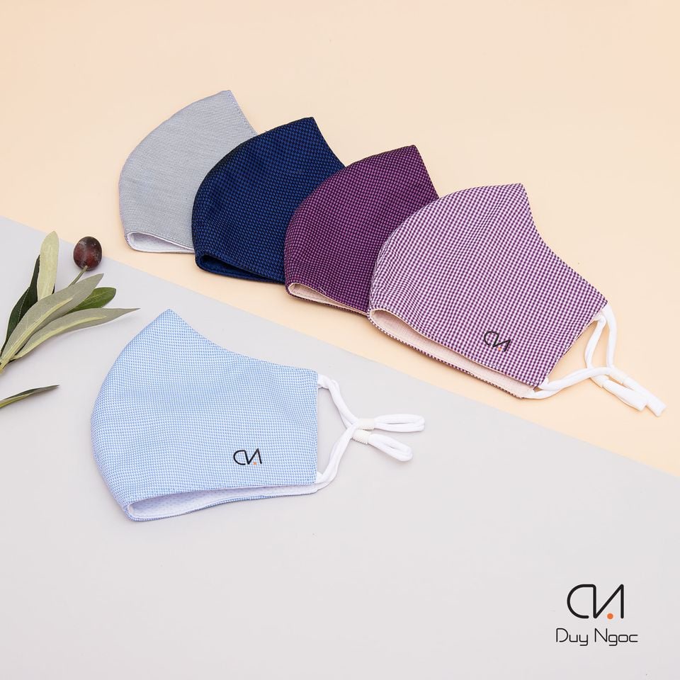 Khẩu trang Caro Plus Duy Ngọc cao cấp, 100% cotton thoáng mát, dễ thở, họa tiết Caro, có nút điều chỉnh tiện lợi