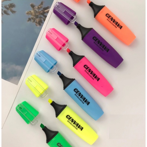 Bút dạ quang / Bút Highlight cao cấp CENVAVA màu pastel/ Nhũ kim loại