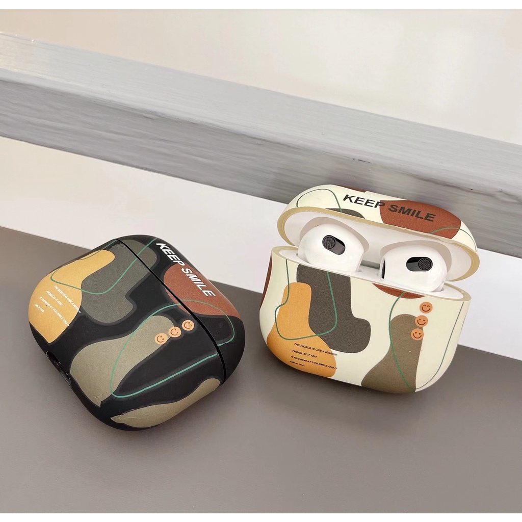 Vỏ bảo vệ hộp sạc tai nghe SPRISE mềm kiểu mặt cười đơn giản thích hợp cho Airpods 2/Pro/3