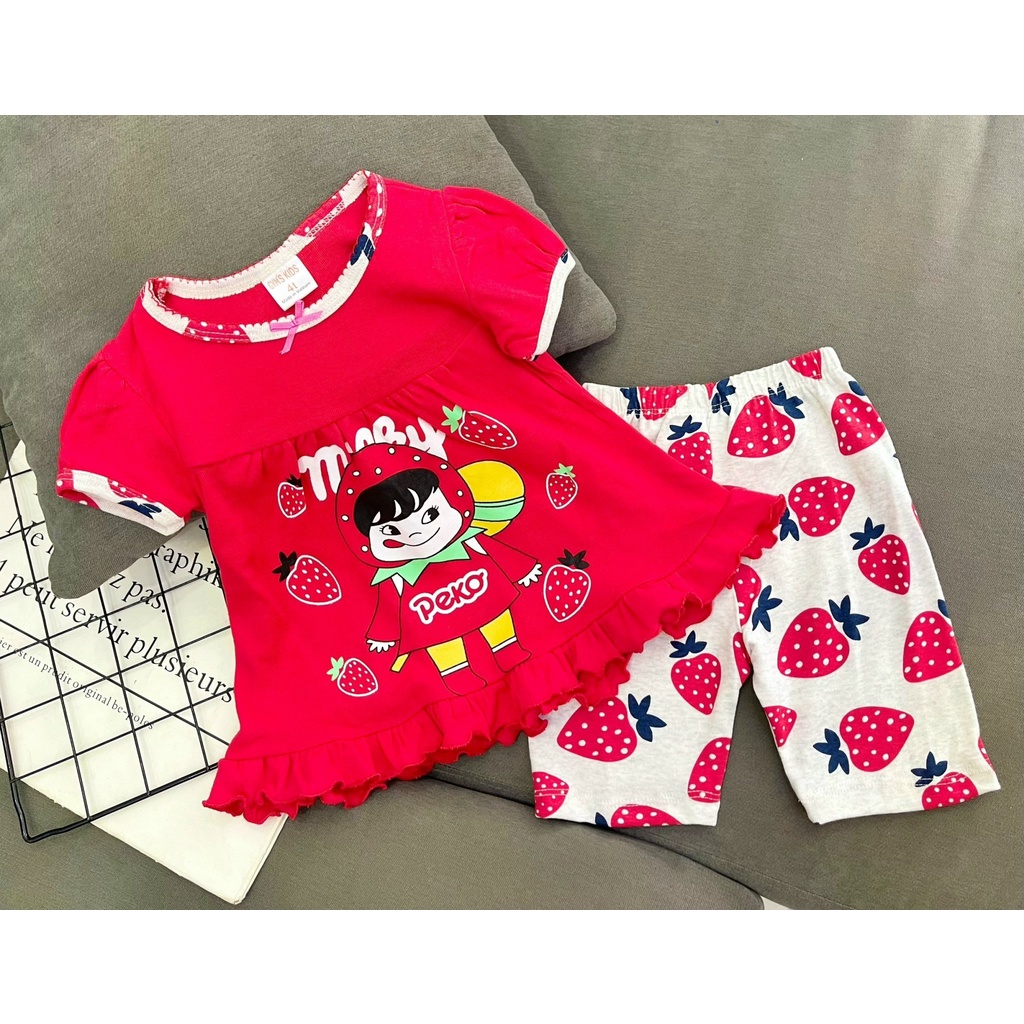 Bộ ngắn tay dáng babydoll quần lửng thun borip xuất khẩu cho bé gái từ 10 đến 22kg - Bộ quần áo trẻ em - pikakids
