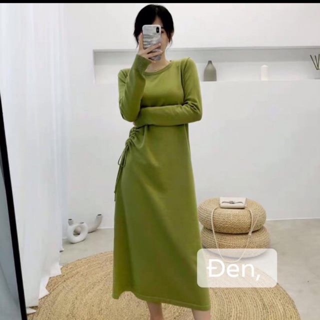 Váy len rút dây hông