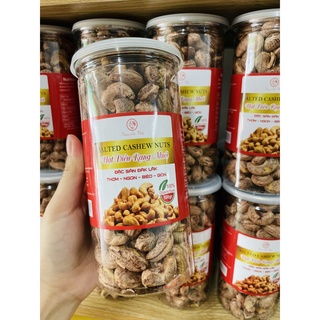 Hạt điều rang muối vỏ lụa 500g đóng lon, hạt điều nguyên hạt to giòn