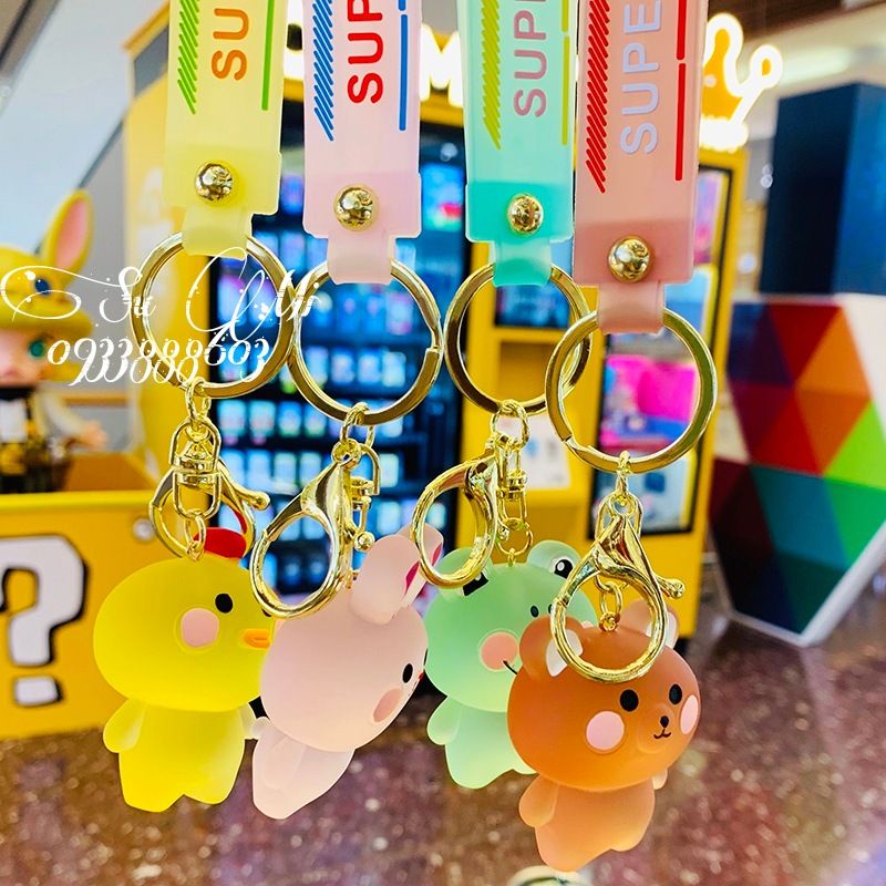 Móc khóa hoạt hình siêu dễ thương.Móc khóa thỏ, ếch, gấu , vịt trang trí ba lô, túi sách..