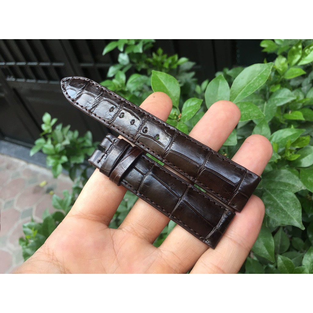 Dây Đồng Hồ Da Cá Sấu Nam Vân Đẹp Màu Nâu Đậm Đủ Size Loại Cao Cấp