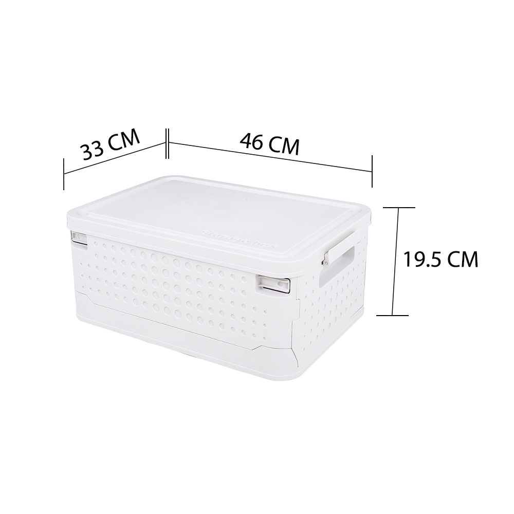 HomeBase STACKO Thùng đựng đồ bằng nhựa gấp được có nắp YUKI W46xD33xH19.5 Cm màu trắng
