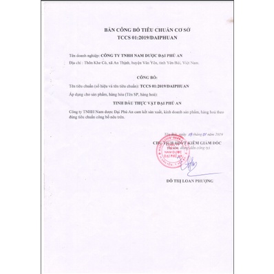 [Chính hãng] Tinh dầu thực vật Đại Phú An