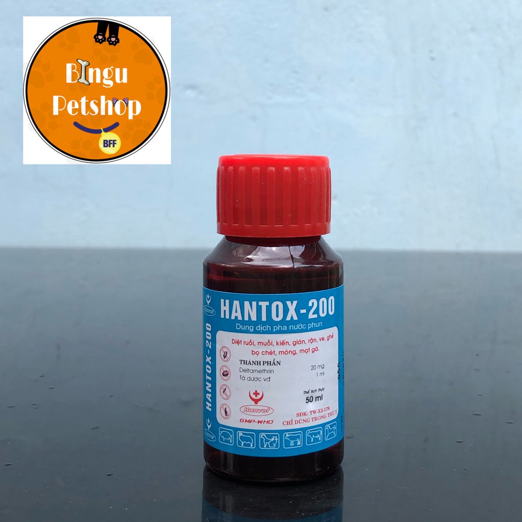 ( Hình tự chụp) Hantox  200 (50ml) -Sản phẩm diệt côn trùng,ruồi nhặng,bọ chét,bọ nhảy,ve rận chó mèo