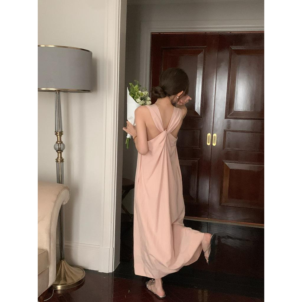 Đầm Sát Nách Dáng Dài Rộng Phối Dây Chéo Lưng Quyến Rũ 64099